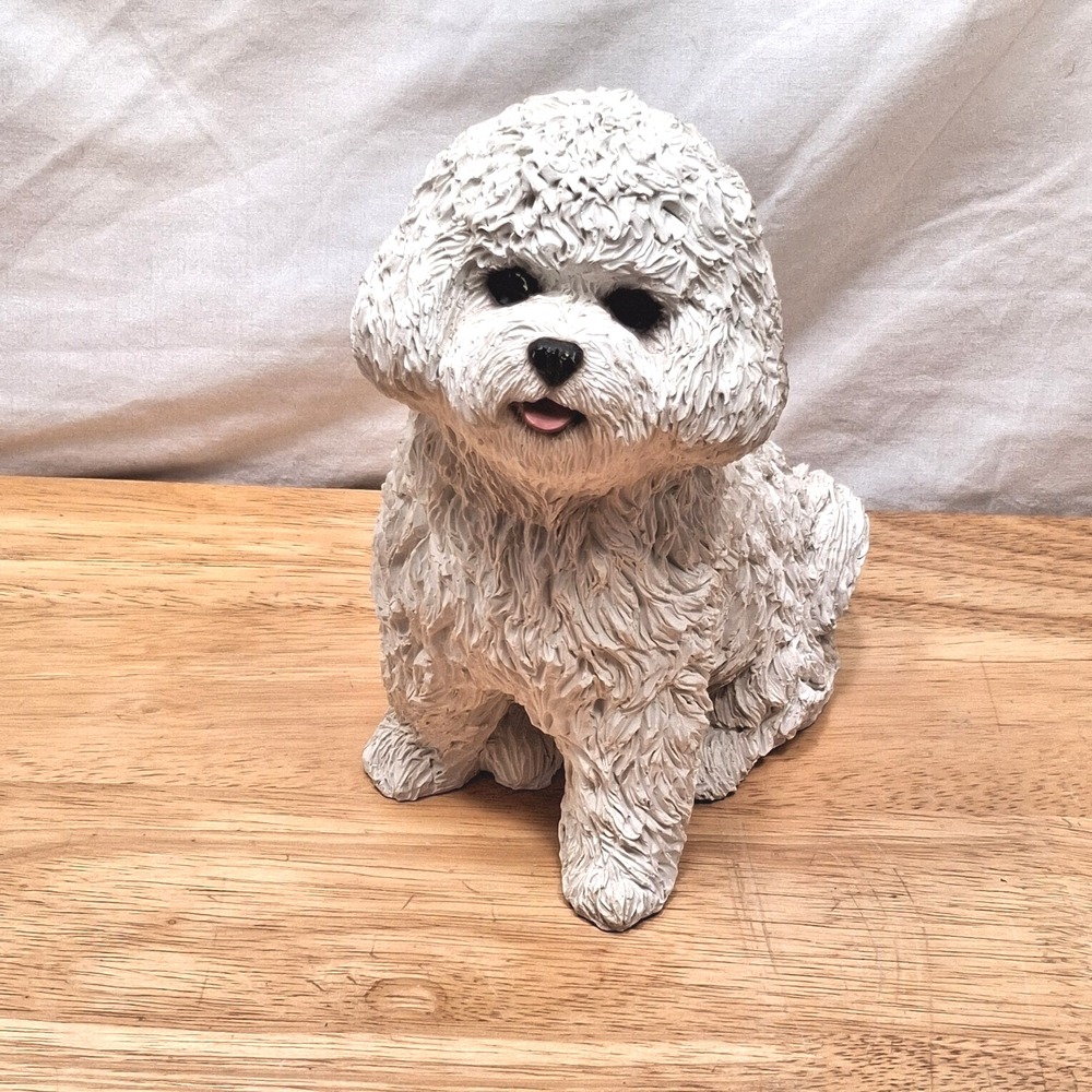 Large Sandicast Life Like Bichon Frise Dog Heavy Figure Decor Puppy